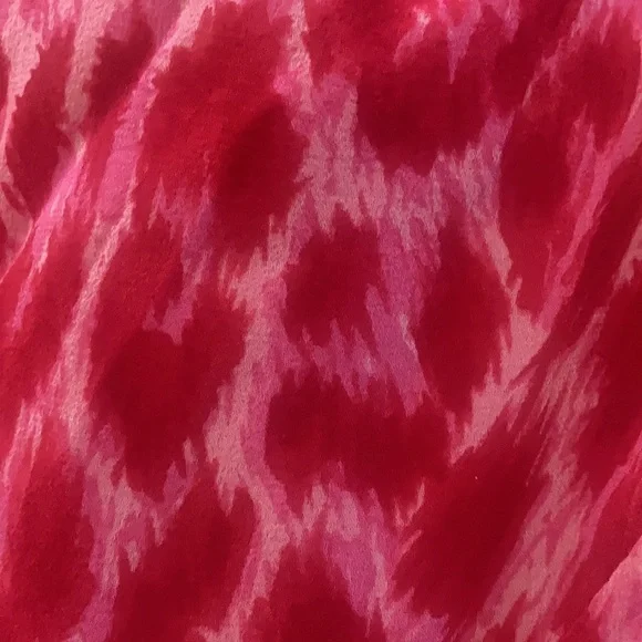 Vintage Betsey Johnson 90s 2000s Midi Animal Print silk asymmetrical red pink - Picture 7 of 16